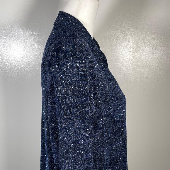 Jump Apparel Blue Silver Collar Neck Open Front Long Sleeve Jacket XL - Picture 8 of 11